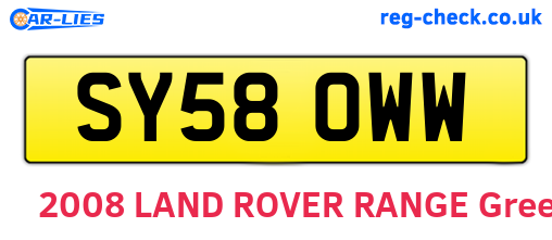 SY58OWW are the vehicle registration plates.