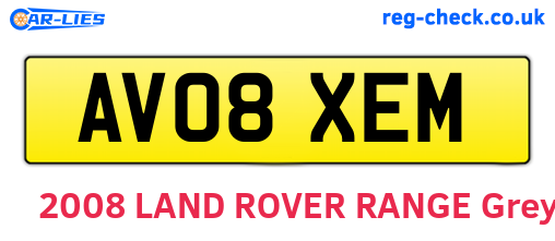 AV08XEM are the vehicle registration plates.