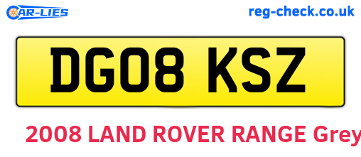 DG08KSZ are the vehicle registration plates.