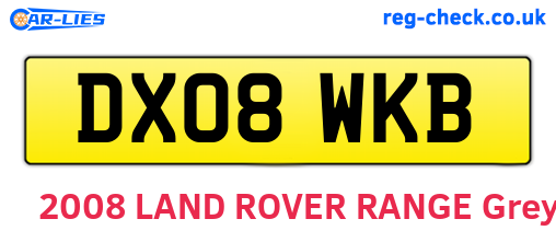 DX08WKB are the vehicle registration plates.