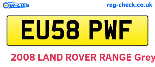 EU58PWF are the vehicle registration plates.