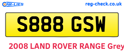 S888GSW are the vehicle registration plates.