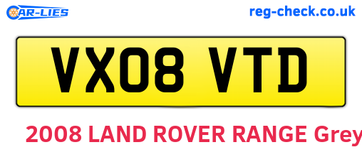 VX08VTD are the vehicle registration plates.