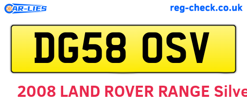 DG58OSV are the vehicle registration plates.