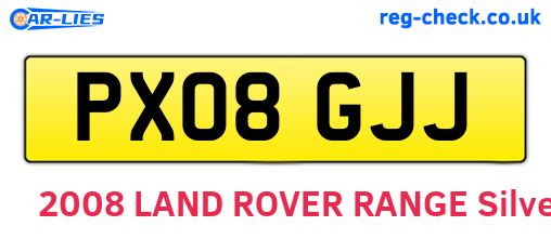 PX08GJJ are the vehicle registration plates.