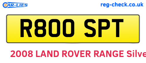 R800SPT are the vehicle registration plates.