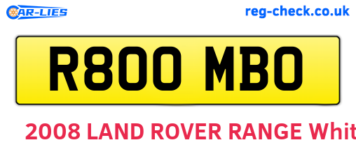 R800MBO are the vehicle registration plates.