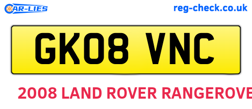 GK08VNC are the vehicle registration plates.