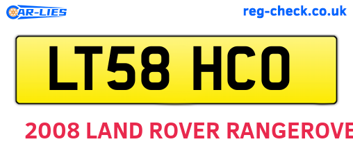 LT58HCO are the vehicle registration plates.