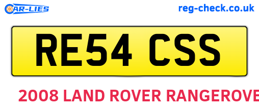 RE54CSS are the vehicle registration plates.
