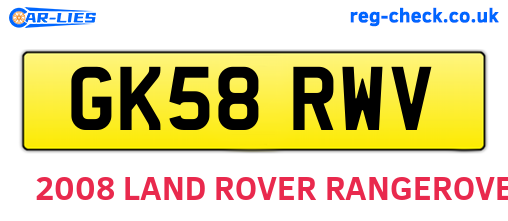 GK58RWV are the vehicle registration plates.