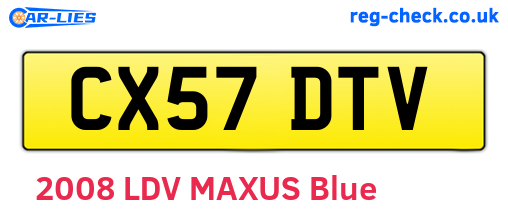 CX57DTV are the vehicle registration plates.