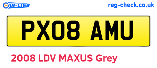 PX08AMU are the vehicle registration plates.