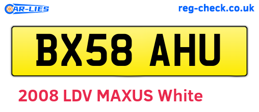 BX58AHU are the vehicle registration plates.