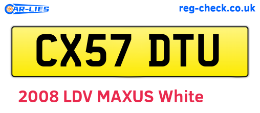 CX57DTU are the vehicle registration plates.