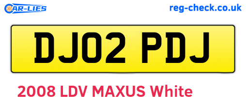 DJ02PDJ are the vehicle registration plates.