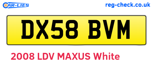 DX58BVM are the vehicle registration plates.