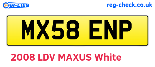 MX58ENP are the vehicle registration plates.