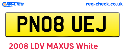 PN08UEJ are the vehicle registration plates.