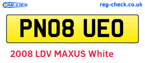 PN08UEO are the vehicle registration plates.