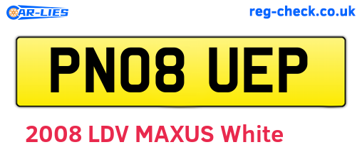 PN08UEP are the vehicle registration plates.