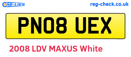 PN08UEX are the vehicle registration plates.