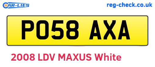 PO58AXA are the vehicle registration plates.