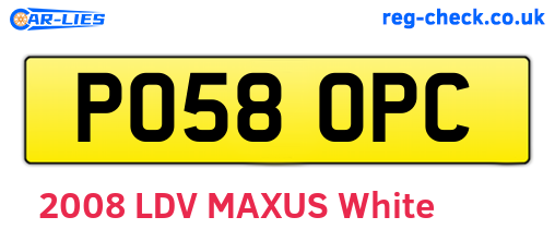 PO58OPC are the vehicle registration plates.