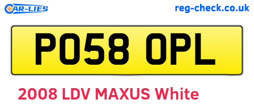 PO58OPL are the vehicle registration plates.
