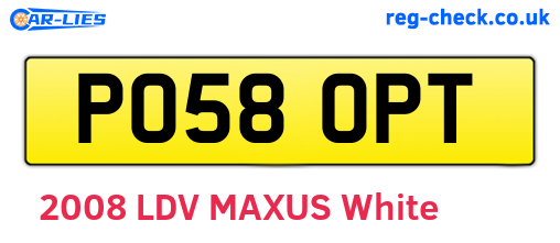 PO58OPT are the vehicle registration plates.