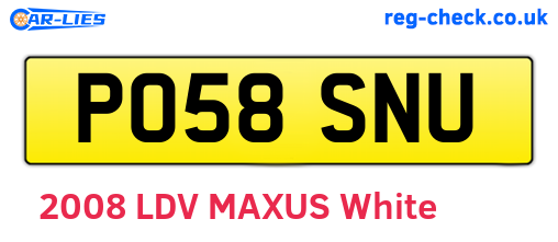 PO58SNU are the vehicle registration plates.