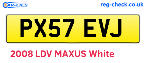 PX57EVJ are the vehicle registration plates.
