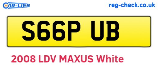 S66PUB are the vehicle registration plates.