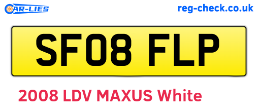 SF08FLP are the vehicle registration plates.