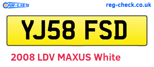 YJ58FSD are the vehicle registration plates.