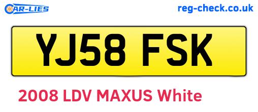 YJ58FSK are the vehicle registration plates.