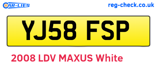 YJ58FSP are the vehicle registration plates.