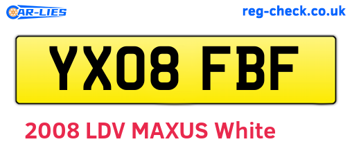 YX08FBF are the vehicle registration plates.