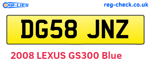 DG58JNZ are the vehicle registration plates.