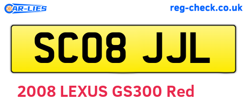 SC08JJL are the vehicle registration plates.