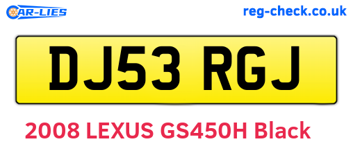 DJ53RGJ are the vehicle registration plates.