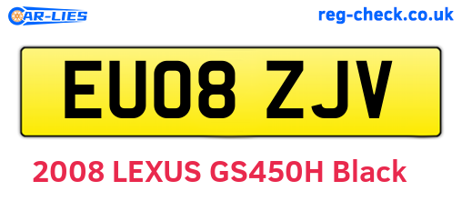 EU08ZJV are the vehicle registration plates.