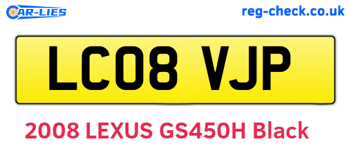 LC08VJP are the vehicle registration plates.
