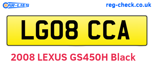 LG08CCA are the vehicle registration plates.