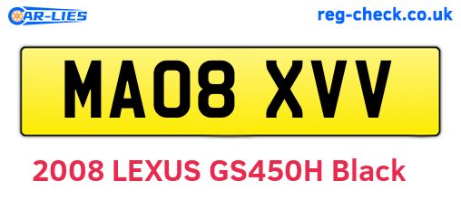 MA08XVV are the vehicle registration plates.