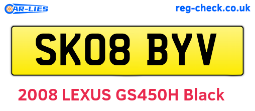 SK08BYV are the vehicle registration plates.