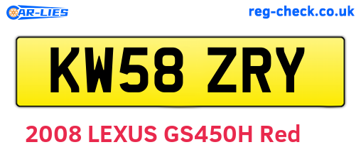 KW58ZRY are the vehicle registration plates.
