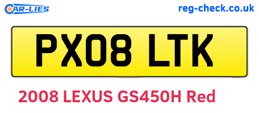 PX08LTK are the vehicle registration plates.