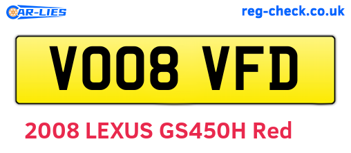 VO08VFD are the vehicle registration plates.