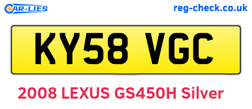KY58VGC are the vehicle registration plates.